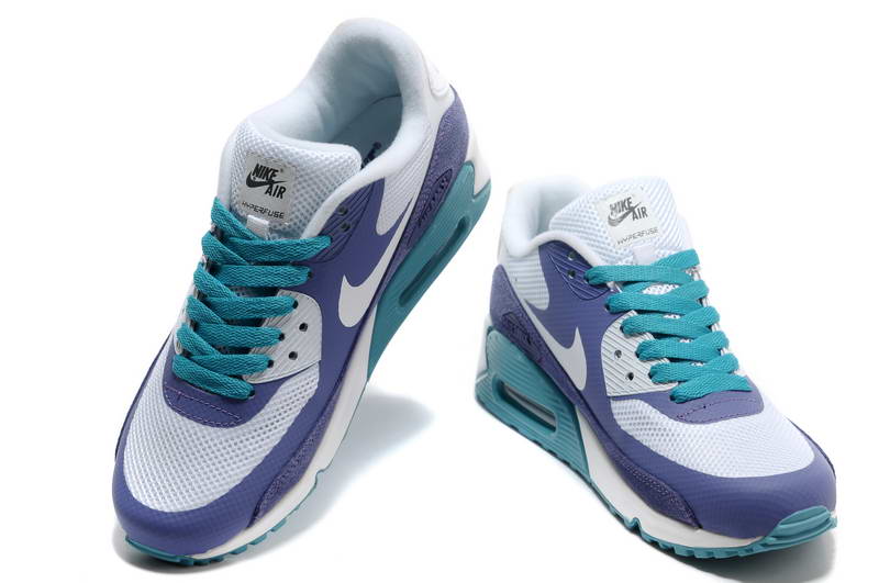 Air Max 90 Hyperfuse fourrure Chaussures Femmes Violet Blanc Bleu (2)